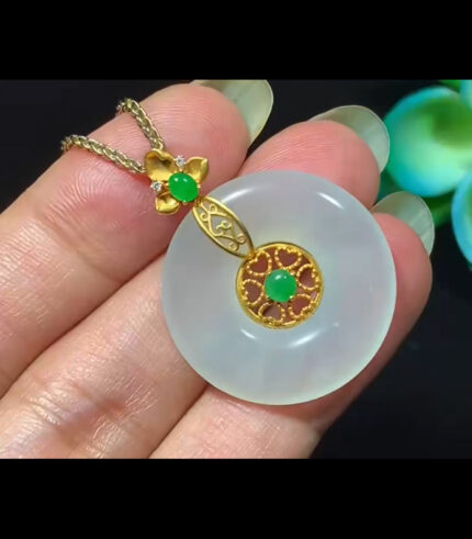 18K Platinum Jade Ping An Pendant (Earth and Metal)