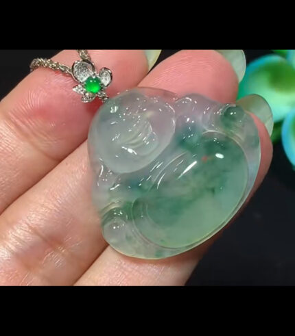 Grade A Glass Jade Buddha Pendant (Earth and Wood)