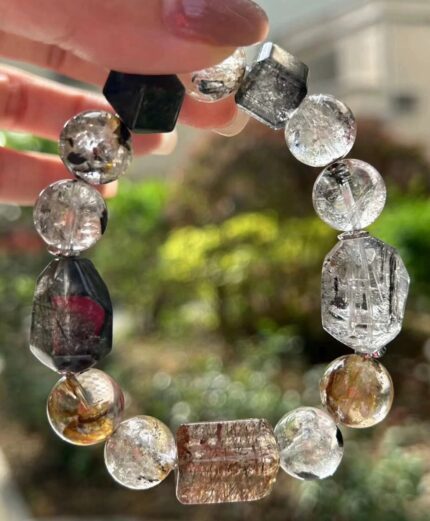 White Sapphire Clear Quartz Bracelet BaZi Metal