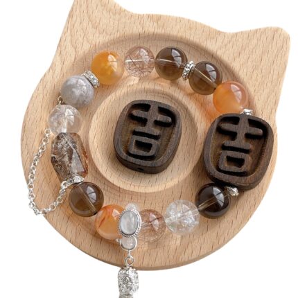 Topaz Tiger Eyes Quartz Crystal Bracelet BaZi Earth