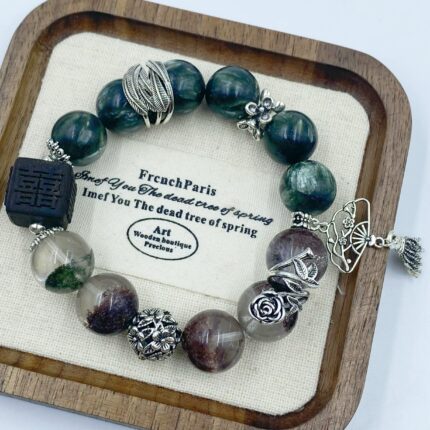 Green Peridot Crystal Bracelet BaZi Wood