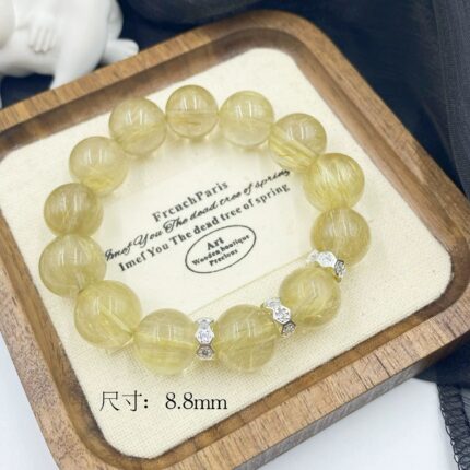 Rutilated Quartz Crystal BaZi Bracelet Earth Element