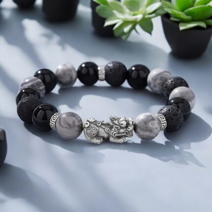 Moonstone Black Sapphire BaZi Bracelet Water Element
