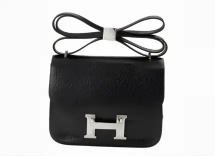 Sheepskin Saddle Bag Silver Steel Buckle (Black)
